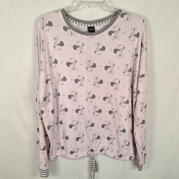 Disney Pajama Outfit Pink Gray XL Minnie Mouse Top & Jogger Pants Stretch - Picture 2 of 13